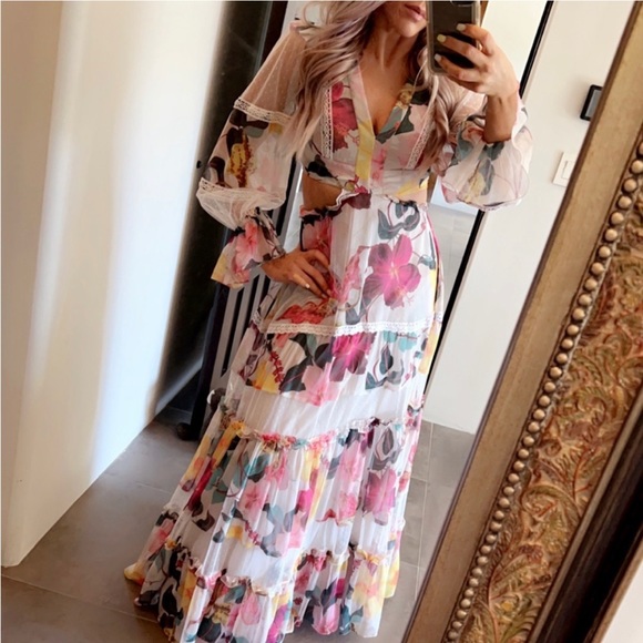 PatBO Lace Trimmed Cutout Maxi Dress - Picture 9 of 11